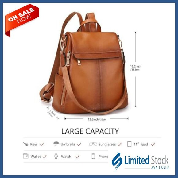 Genuine Leather Anti-Theft Backpack Purse for Women Work Travel main image 7